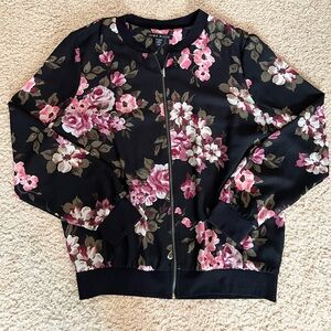 Black floral bomber jacket